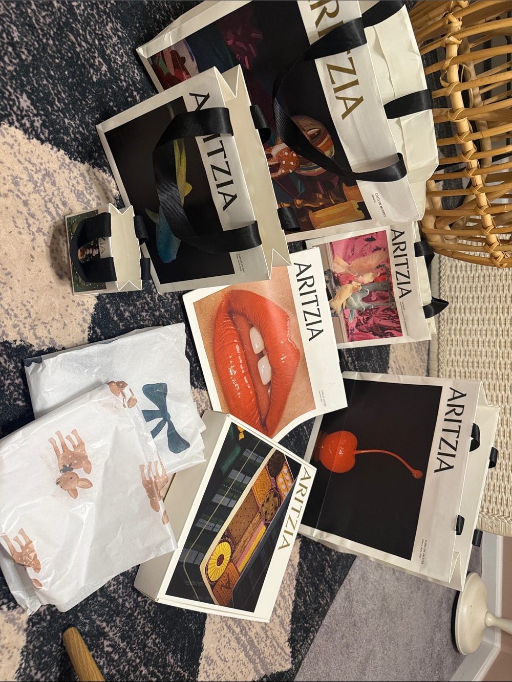 Aritzia Branded Paper Bags & Art Print Set